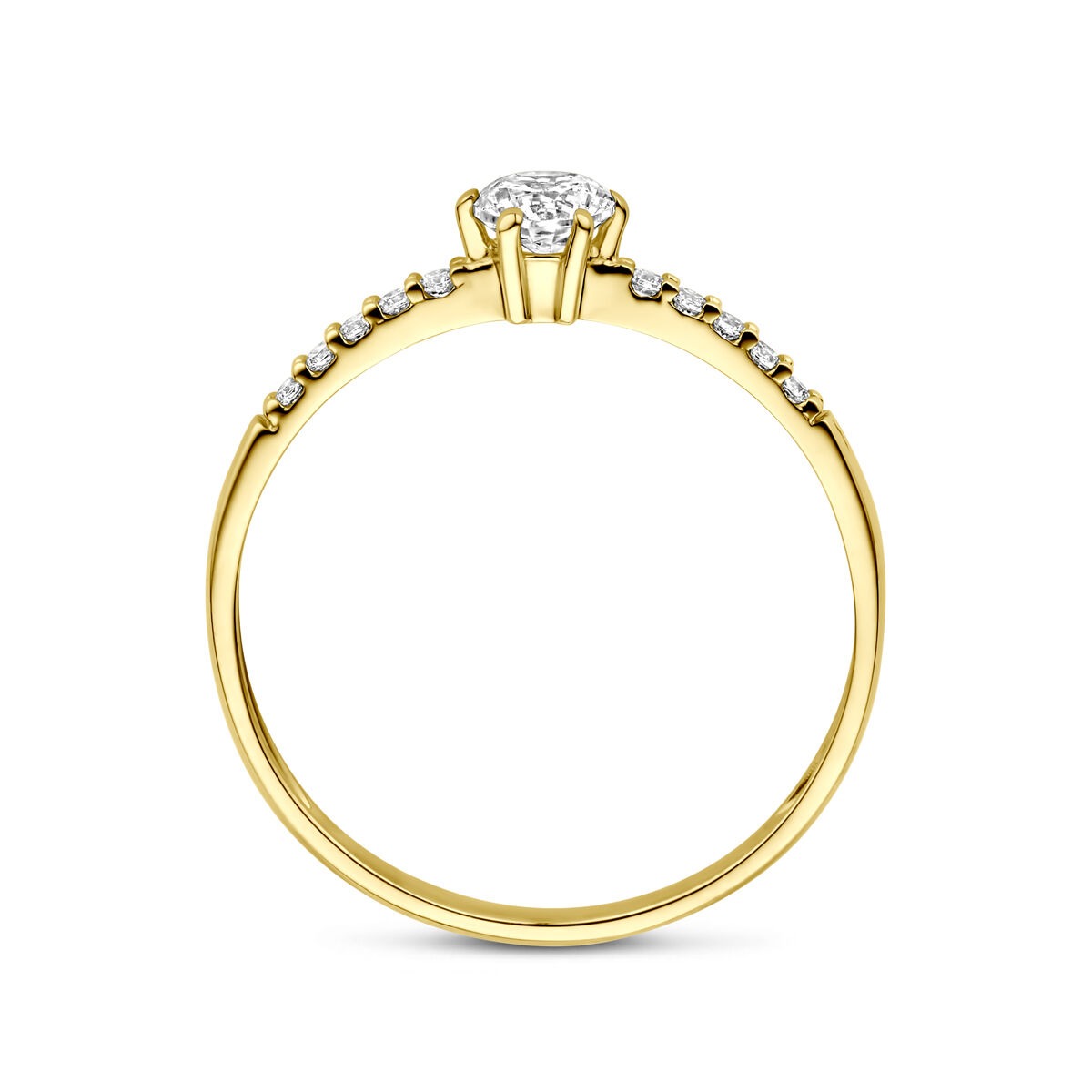 Anello da donna in oro con zirconia – oro giallo 14k
