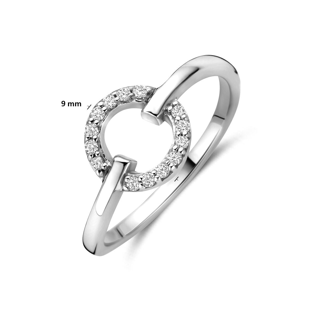 Anello da donna in argento con zirconi – rodiato