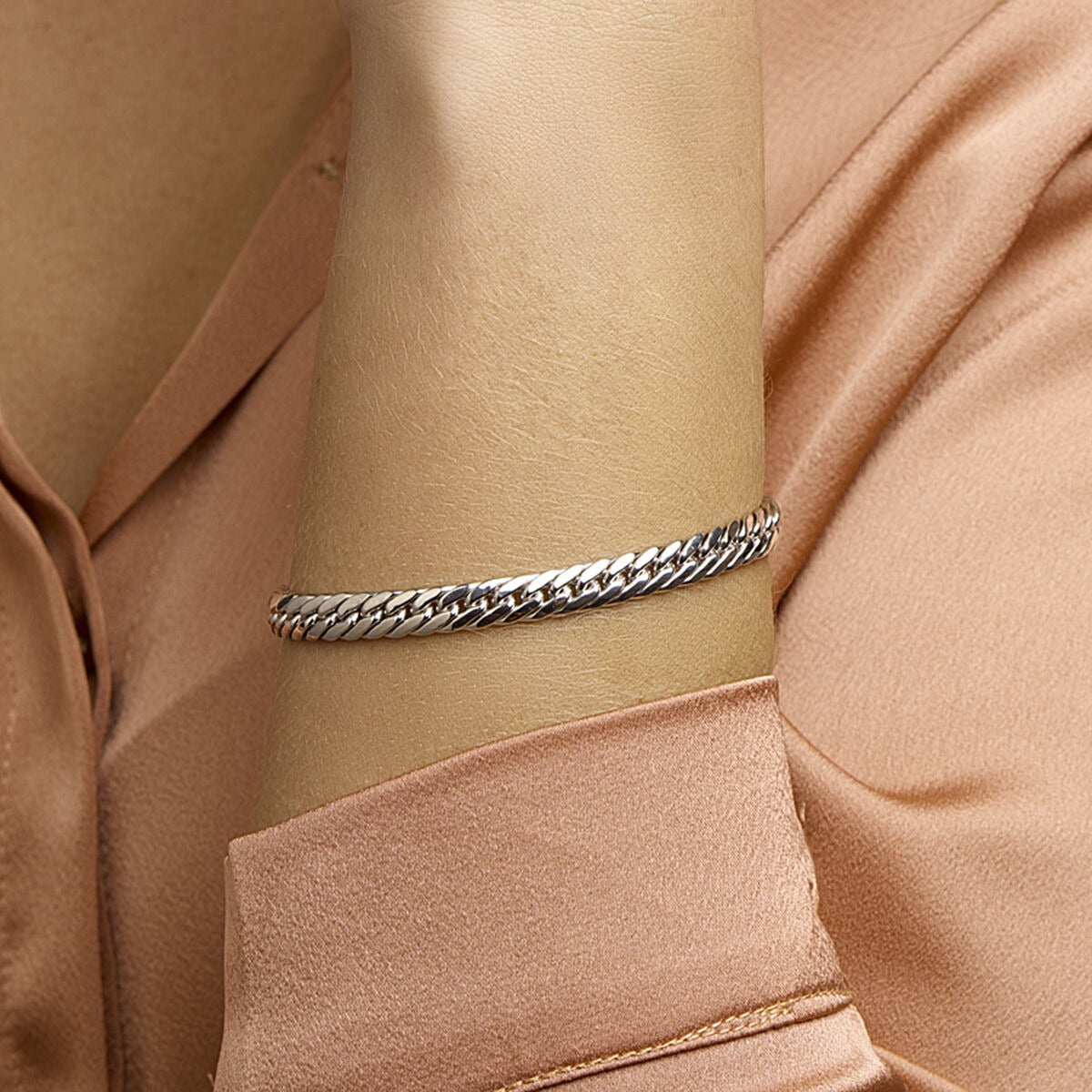 Bracciale gourmette in argento – rodiato 925