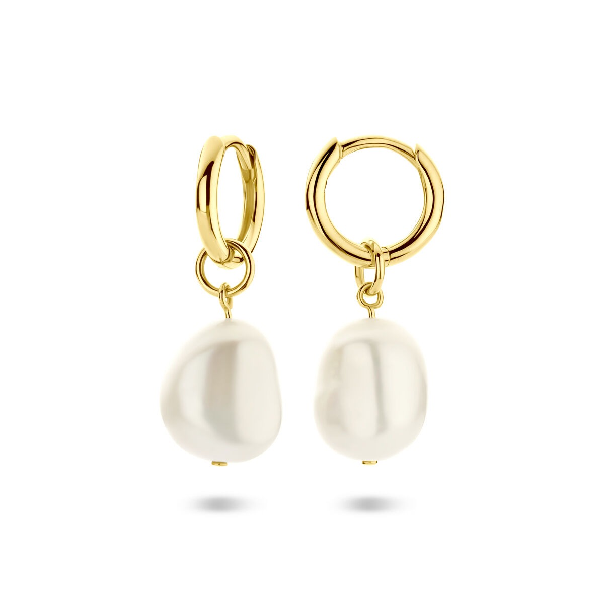 Orecchini a Cerchio Placcati Oro con Perle