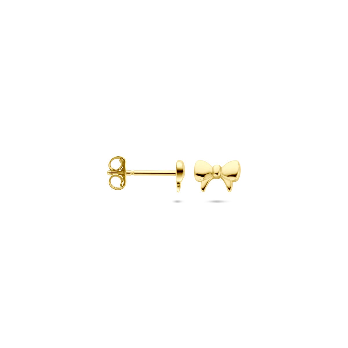 Orecchini a bottone in oro giallo 14k a forma di fiocco