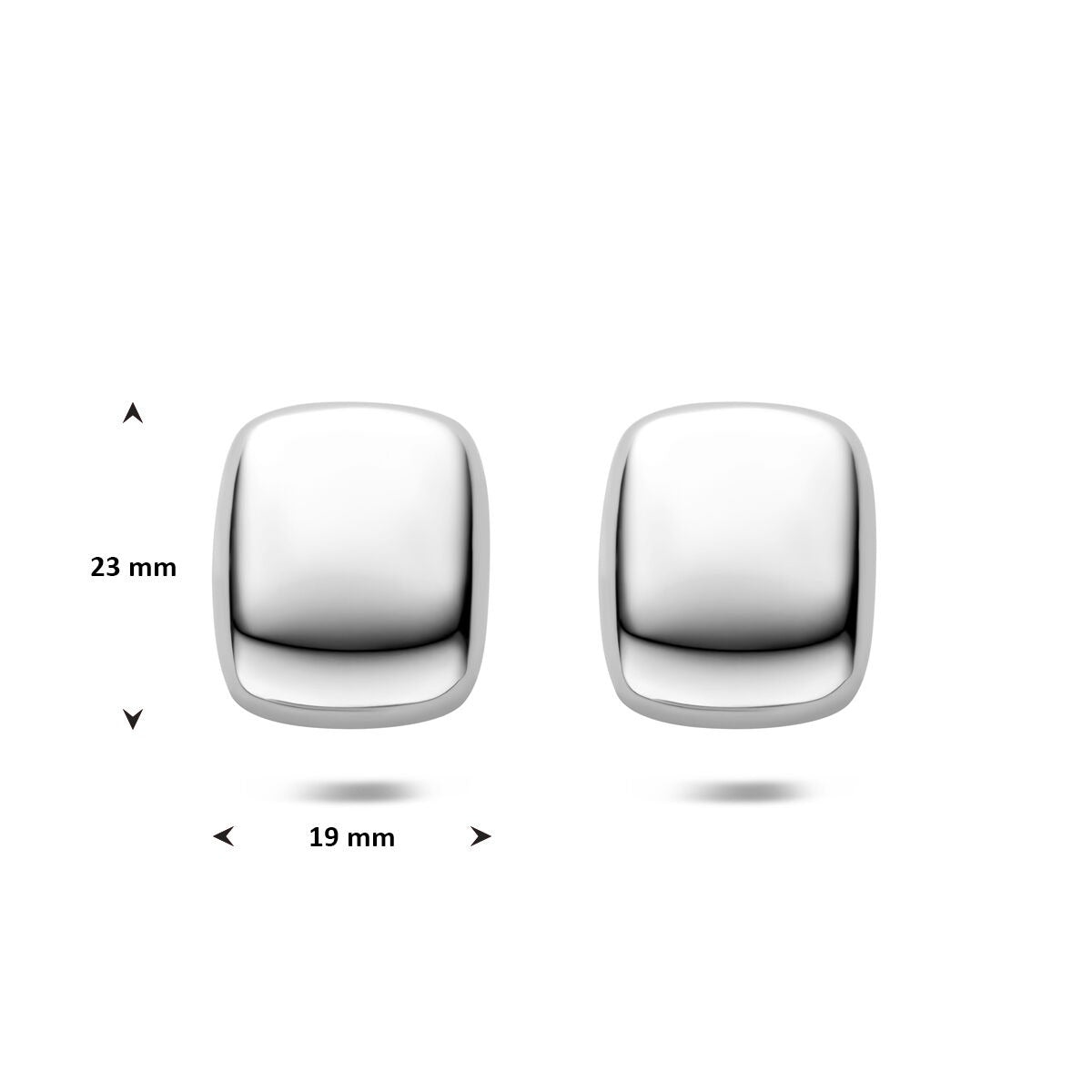 Orecchini a bottone in acciaio color argento – 23x19mm