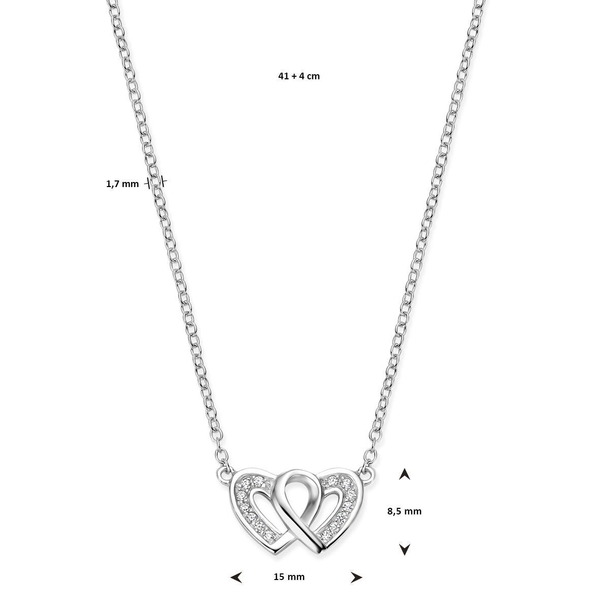 Collana d'argento con cuore e zirconia – argento 925 rodiato