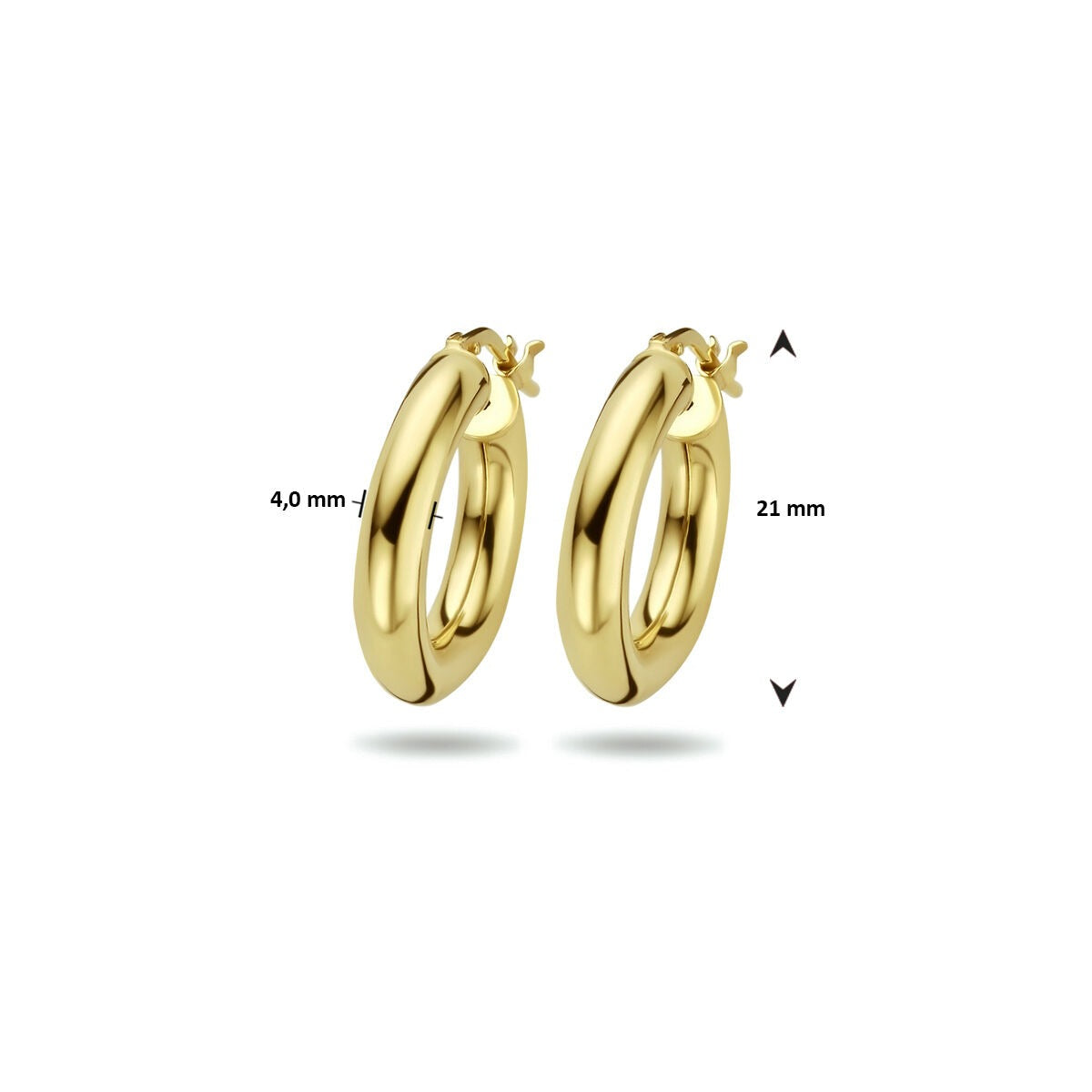 Orecchini a cerchio in argento dorato color oro 4mm