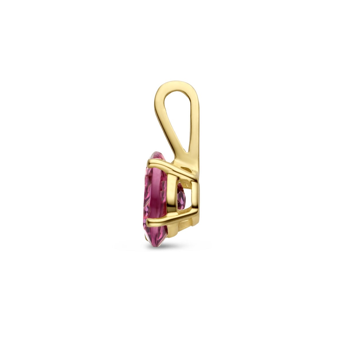 Ciondolo in oro giallo 14k con tormalina rosa – pietra portafortuna