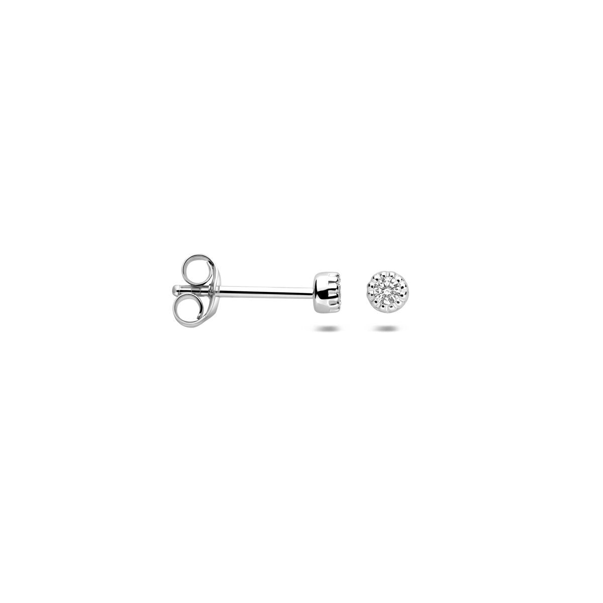 Orecchini a bottone in argento con zirconi – orecchini a perno da donna rodiati in stile solitario