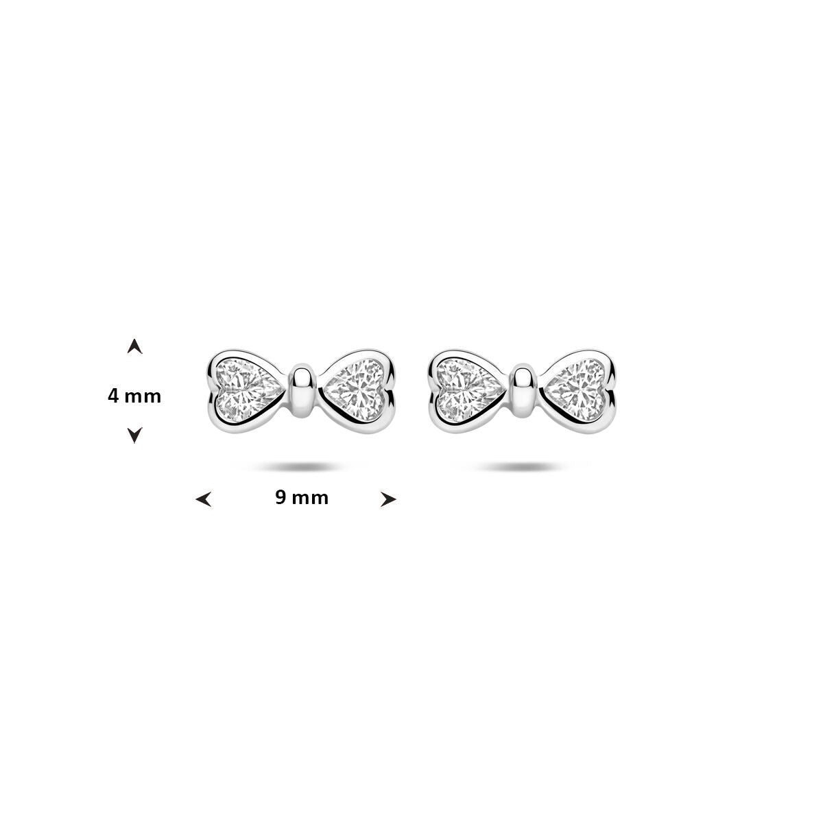 Orecchini a bottone in argento con zirconia – forma a fiocco 4 mm