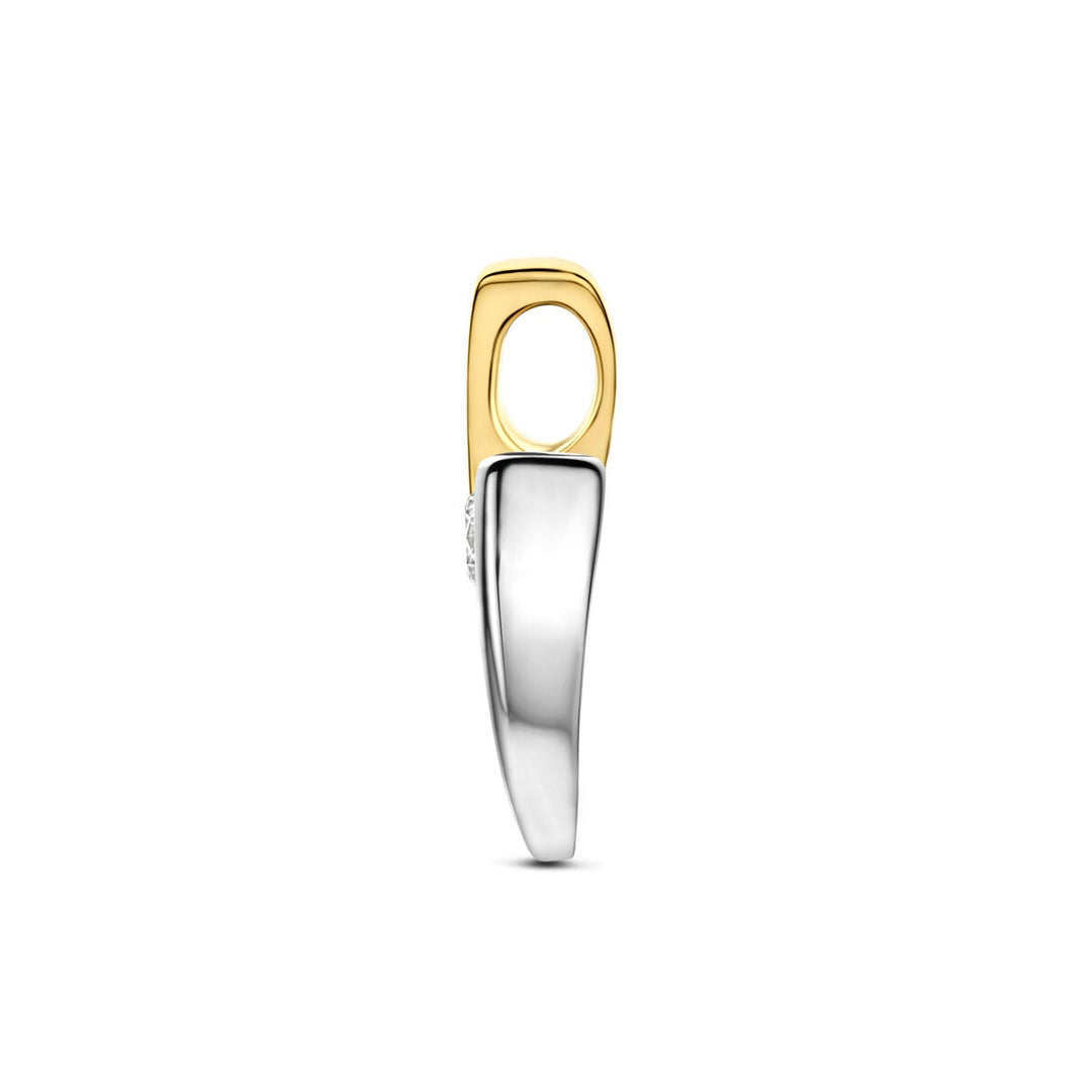 9k Geelgouden bicolor hanger met zirkonia