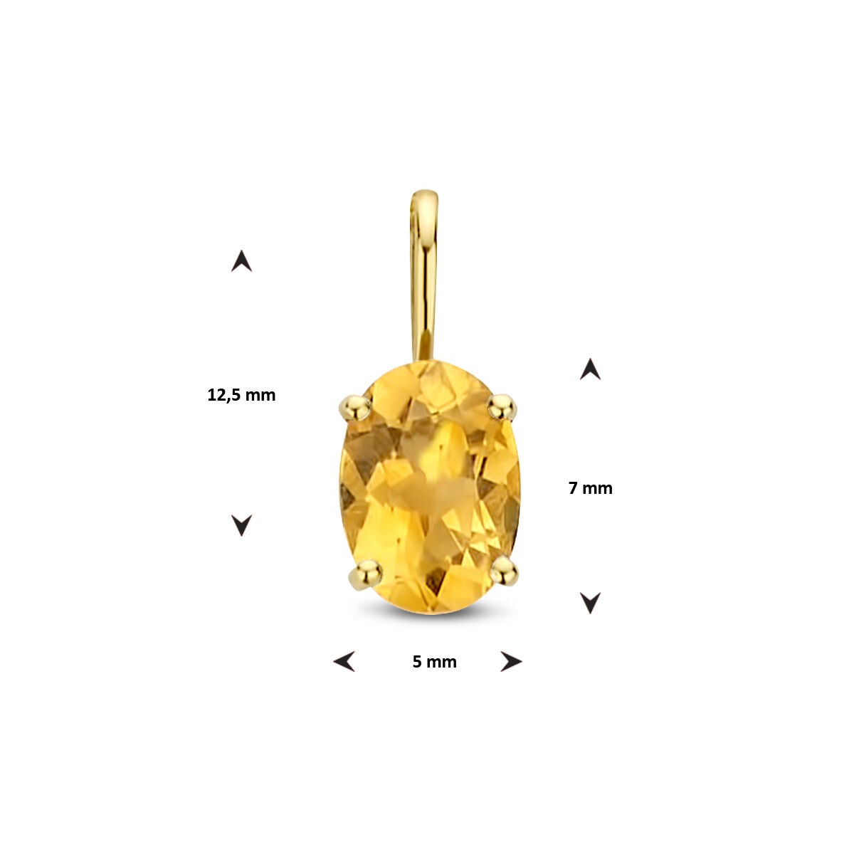 Ciondolo in oro giallo 14k con citrino ovale – gioiello di nascita