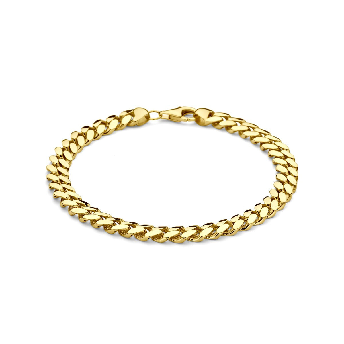 Bracciale da uomo in oro 14k con maglia rolò lucida.