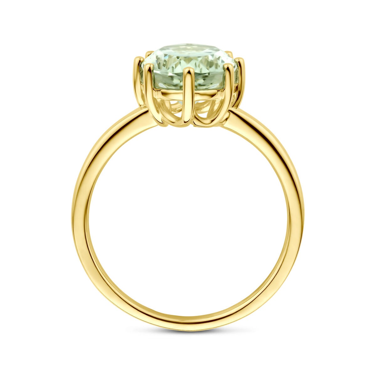 anello in oro giallo 14k con ametista verde