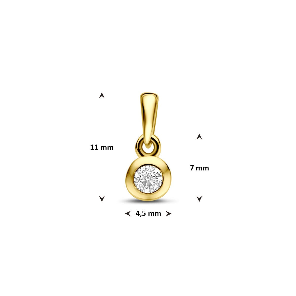 Ciondolo in oro con zircone 14k – solitario brillante 11 mm