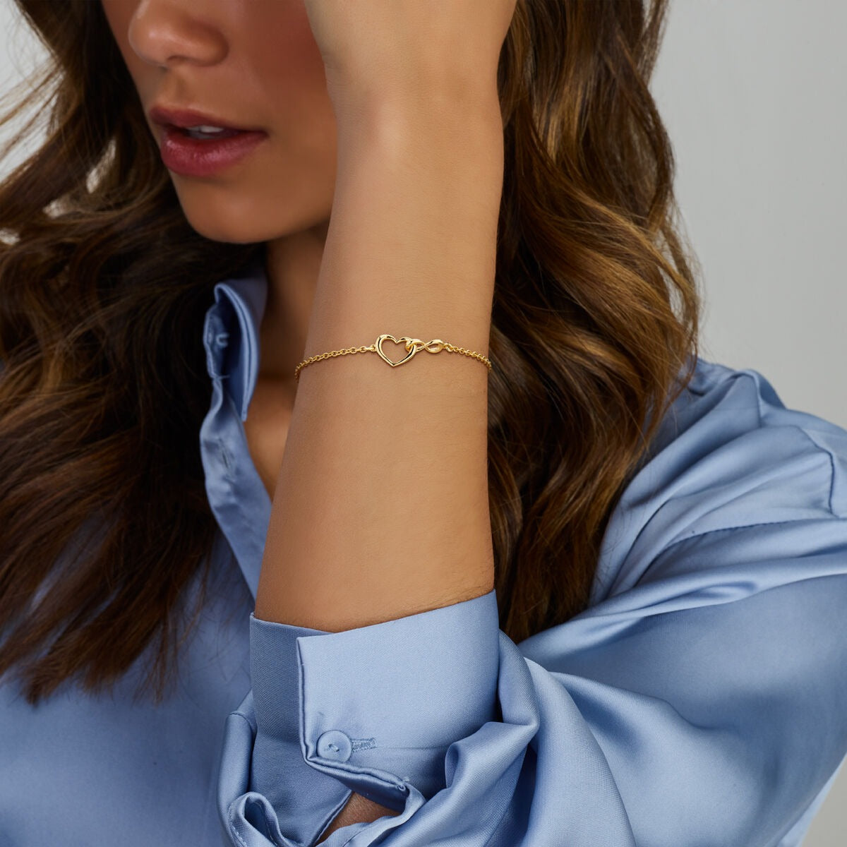 Bracciale in Argento Placcato Oro con Cuore e Infinito – 16-19 cm