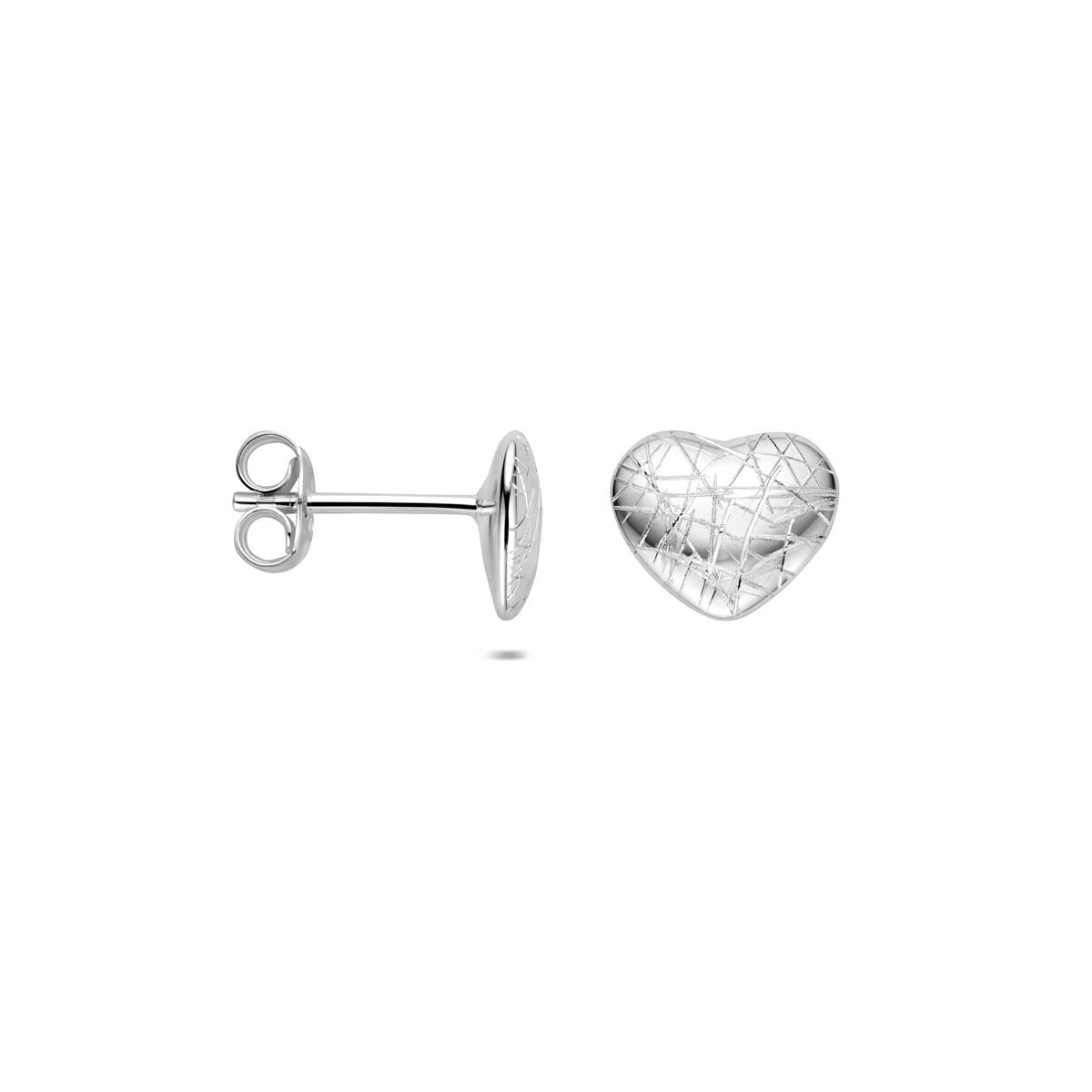 Orecchini a bottone a cuore in argento 925 rodiato