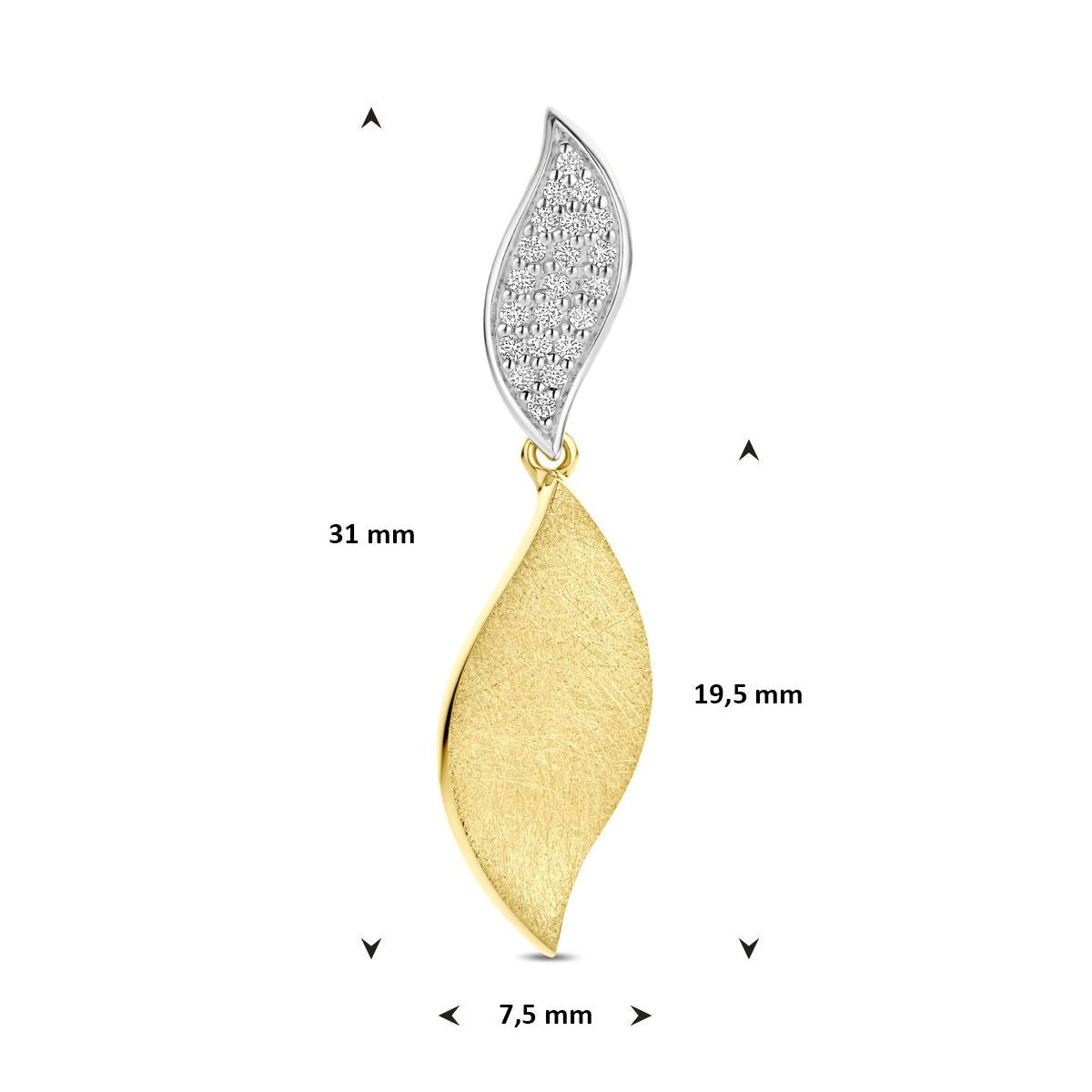 ciondolo lucido/opaco diamante 0.09ct h si 31 mm 14K oro bicolore giallo/bianco