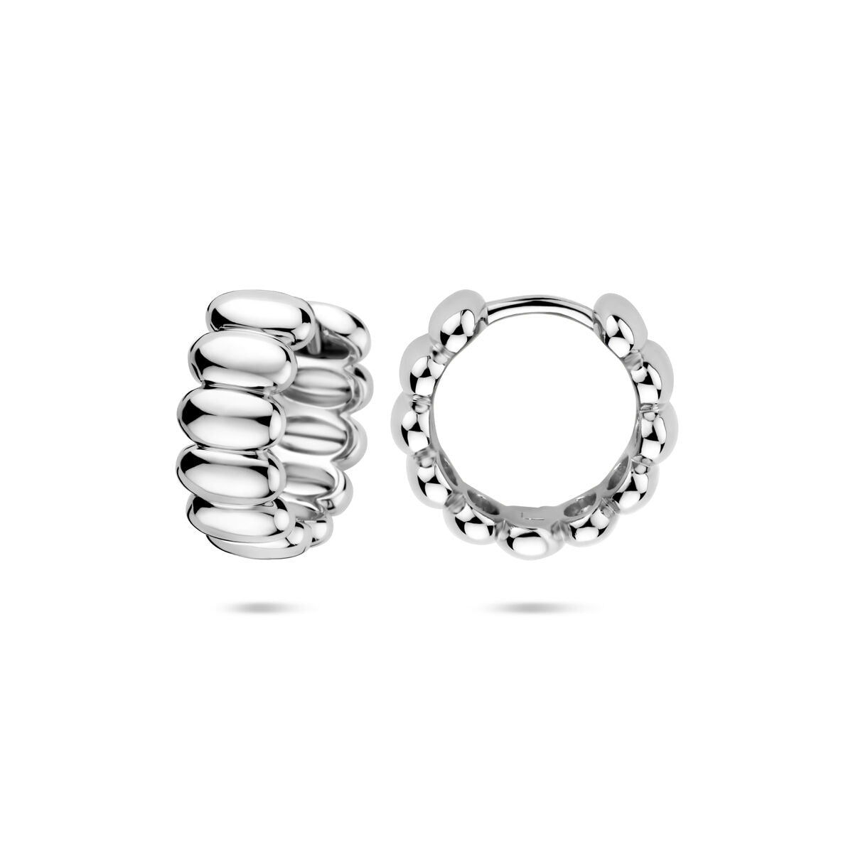 Orecchini a cerchio in argento rodiato con chiusura a cerniera – 15,5 mm