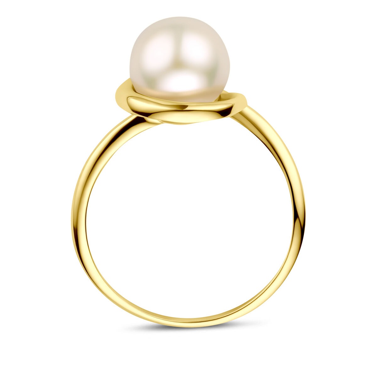 anello in oro giallo 14k con perla