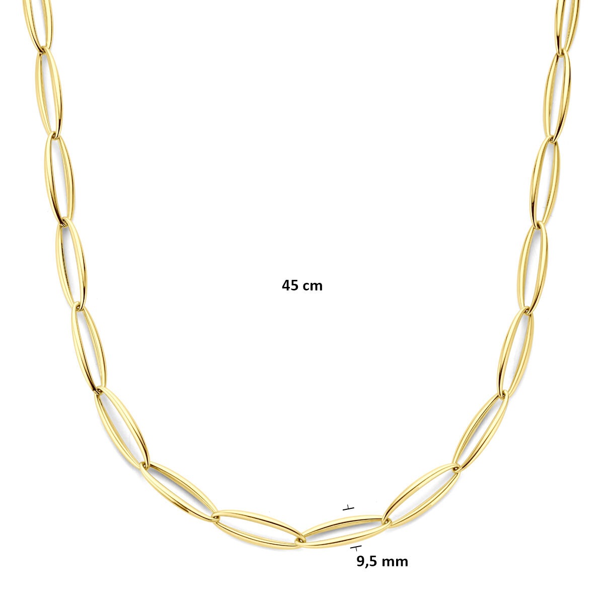 Collana da donna in oro giallo 14k 9,5 mm 45 cm