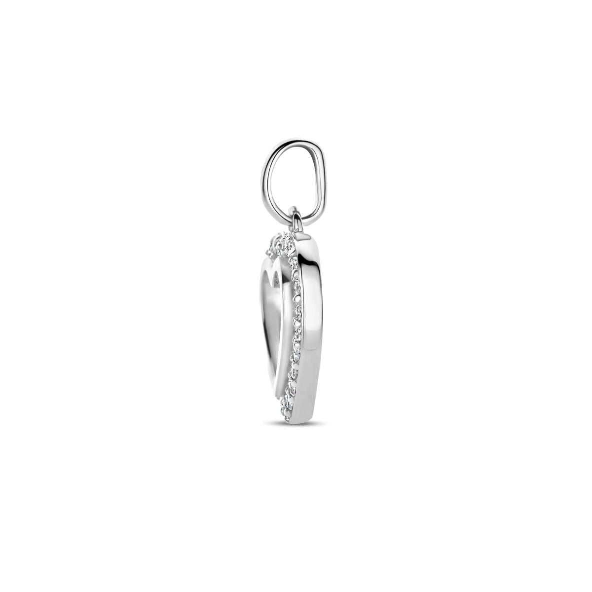 Ciondolo a forma di cuore in argento con zircone – argento 925 rodiato, alto 17,5 mm