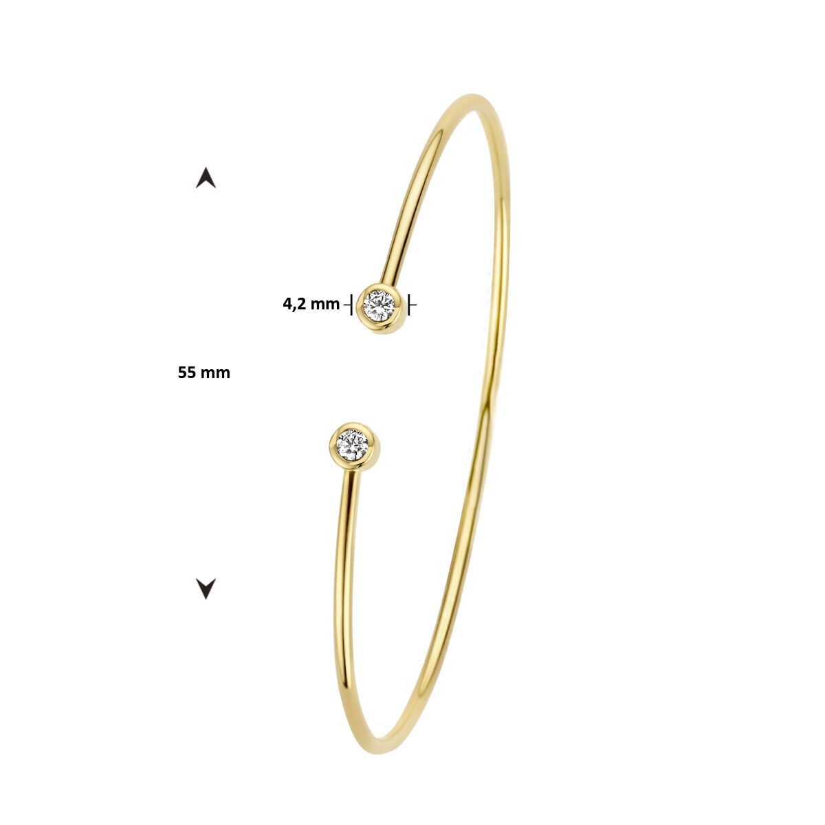 Bracciale bangle in oro giallo 14k con diamanti