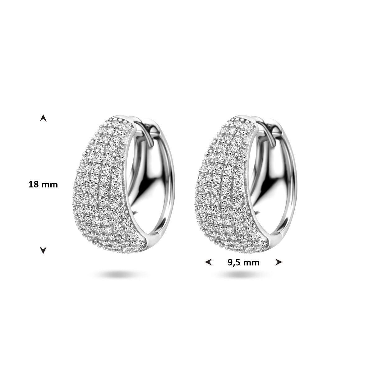 Orecchini a cerchio in argento con zircone – argento 925 rodiato 18 mm