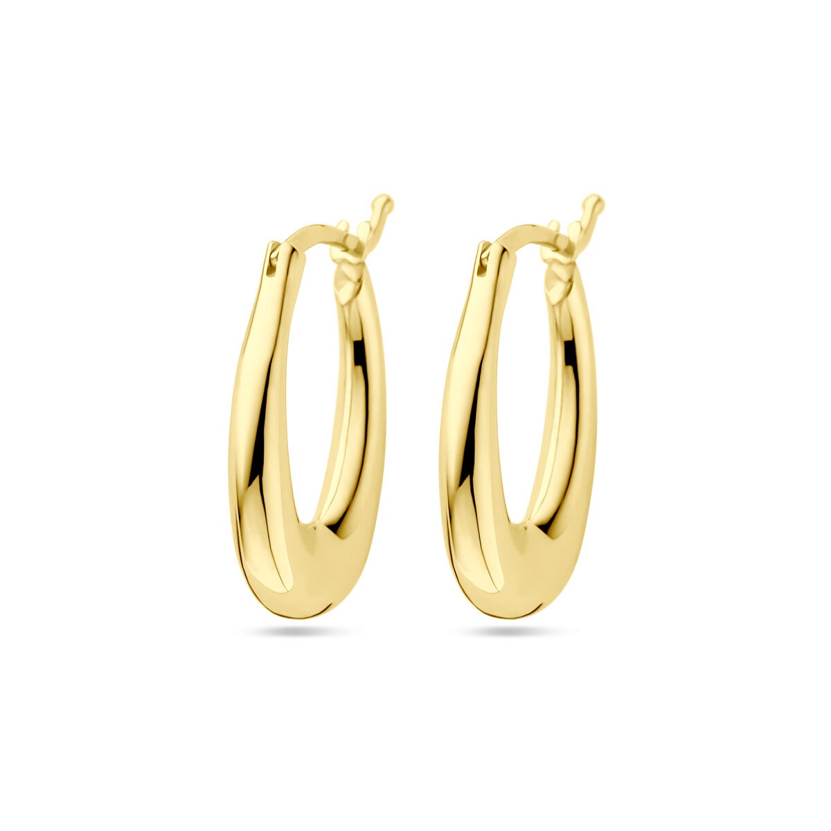 Orecchini in oro giallo 9k con forma ovale e finitura lucida.