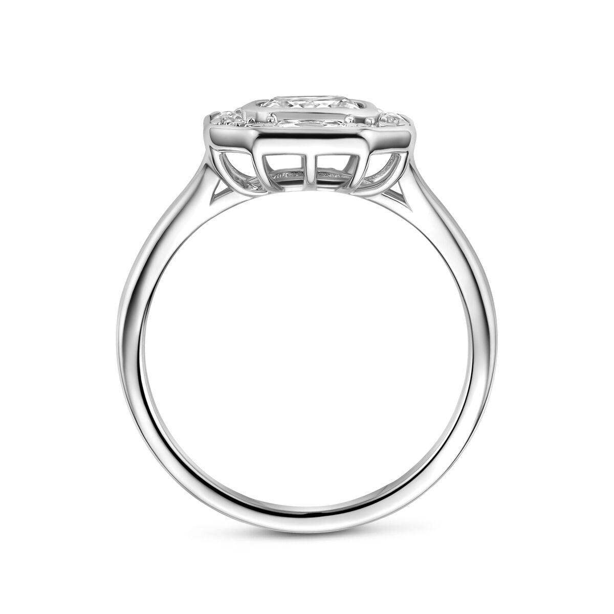 Anello in argento 925 rodiato con zirconia entourage