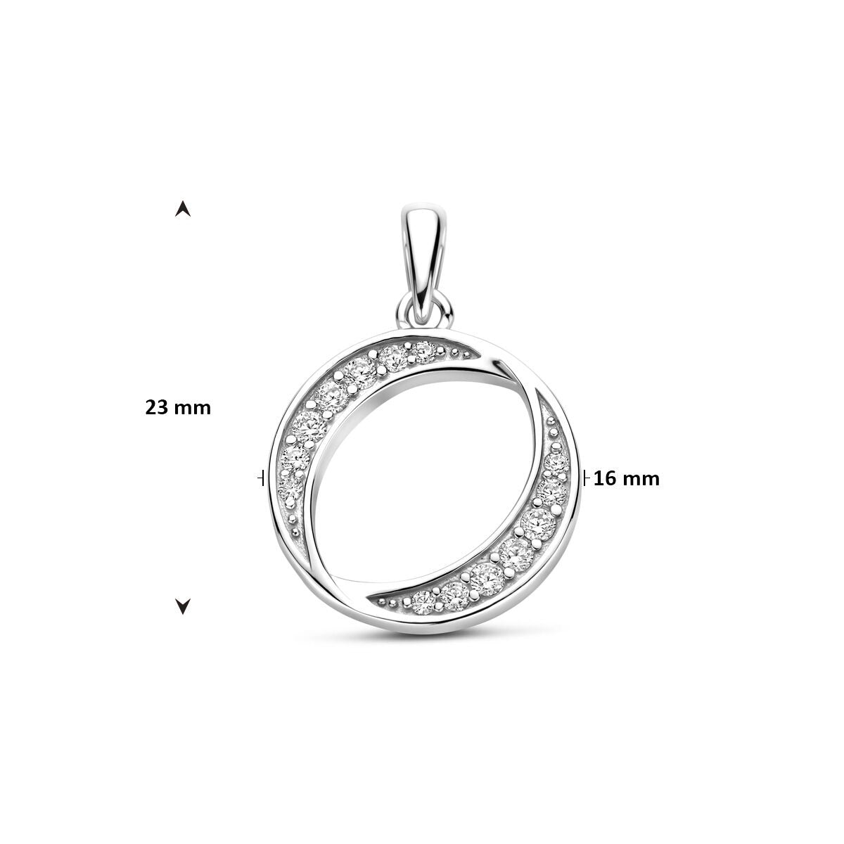 Ciondolo in argento con entourage di zirconia – argento 925 rodiato 23 mm