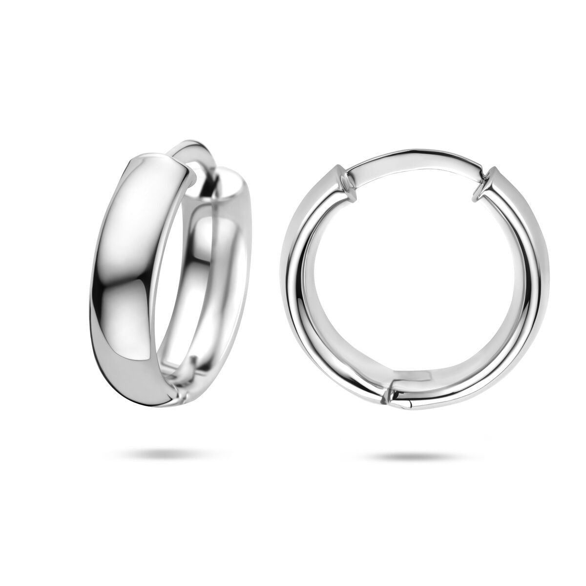 Orecchini a cerchio in argento rodiato – spessore tubo 5 mm