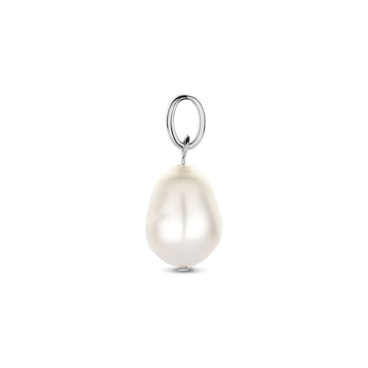 Ciondolo in argento rodiato con perla – 20 mm