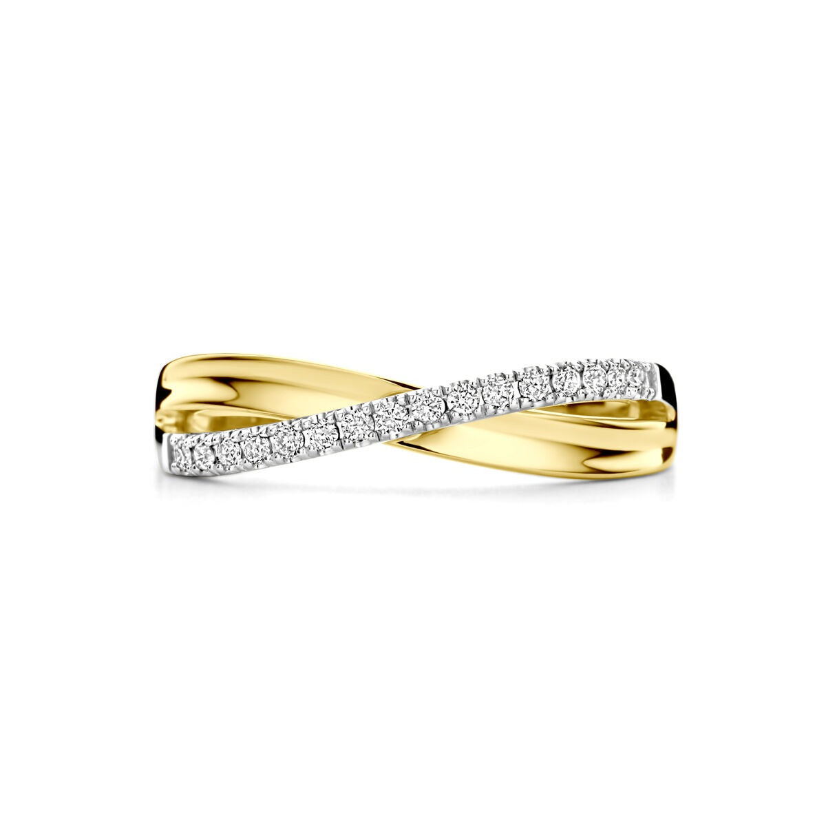 Anello da donna bicolore in oro 14k con diamante – 0,14 ct, 5 mm