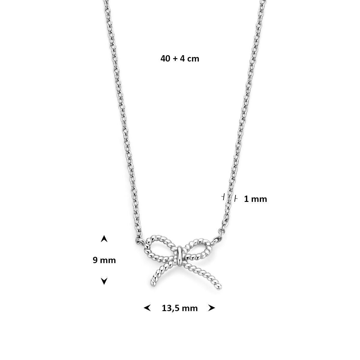 Collana in Argento 925 Rodiato con Fiocco – 40cm (Estensibile fino a 44cm) Catena Ancora da Donna