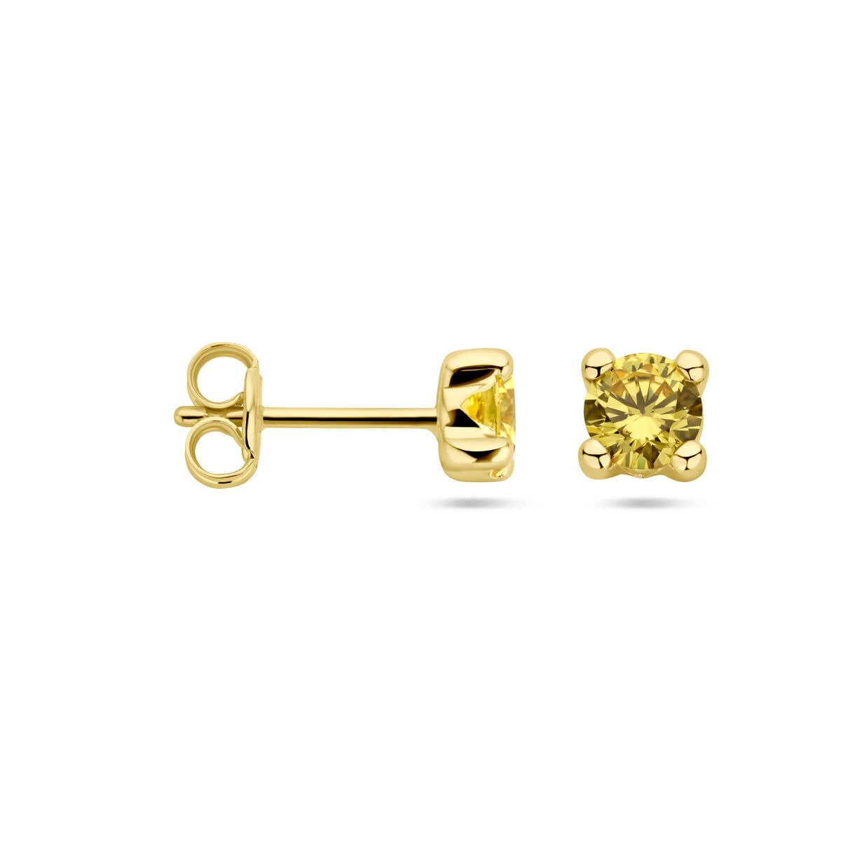 Orecchini a lobo in oro giallo 14k con citrino sintetico.