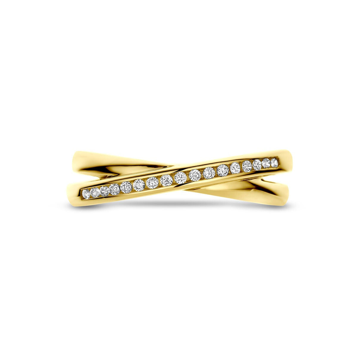 Anello da donna in oro giallo 14k con zirconia – taglio brillante in incastonatura a fila