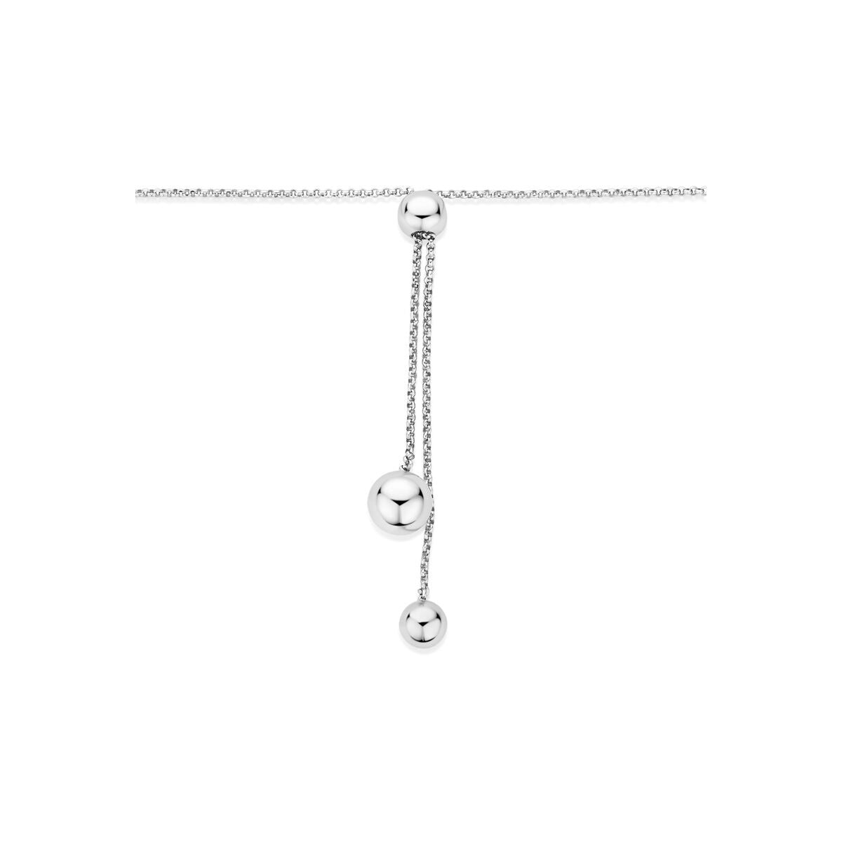 Collana a Y in argento 925 rodiato con sferette