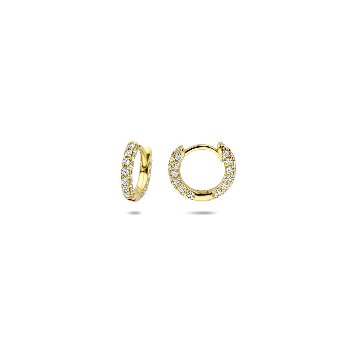 Orecchini a cerchio con chiusura a scatto in oro giallo 14k con diamanti lab grown – taglio brillante