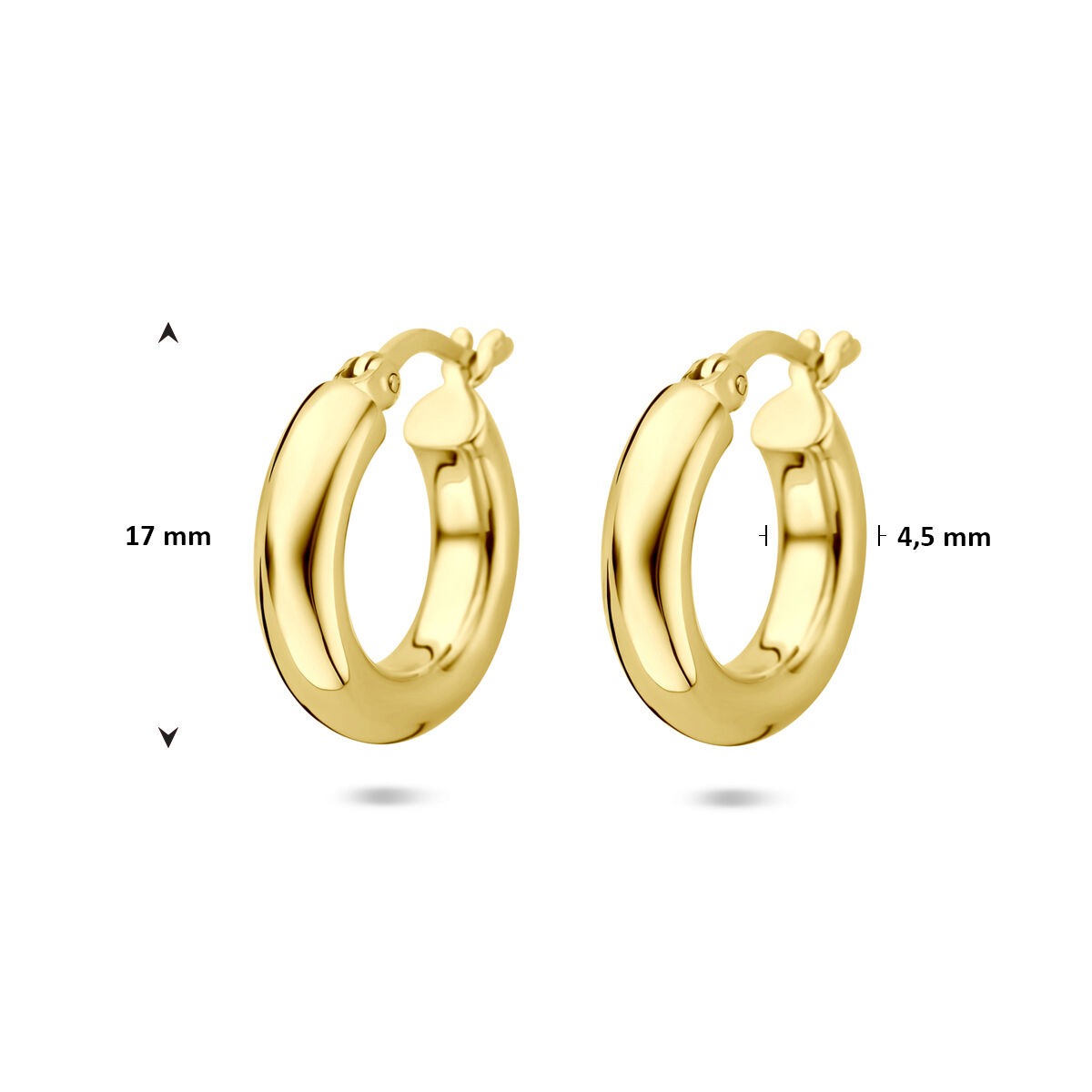 Orecchini a cerchio in argento dorato – argento 925 con placcatura color oro giallo 17 mm