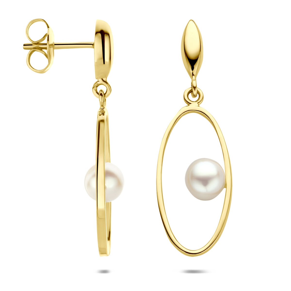 orecchini pendenti in oro giallo 14k con perla 32 mm