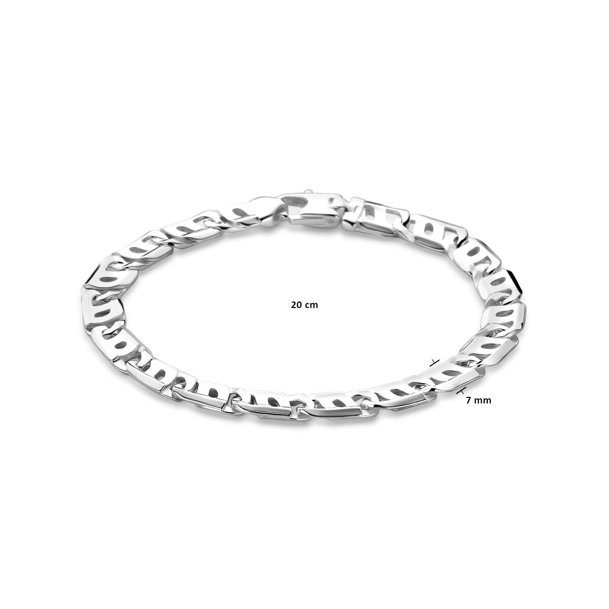 Bracciale da uomo in argento con maglia ancora larga e chiusura a moschettone