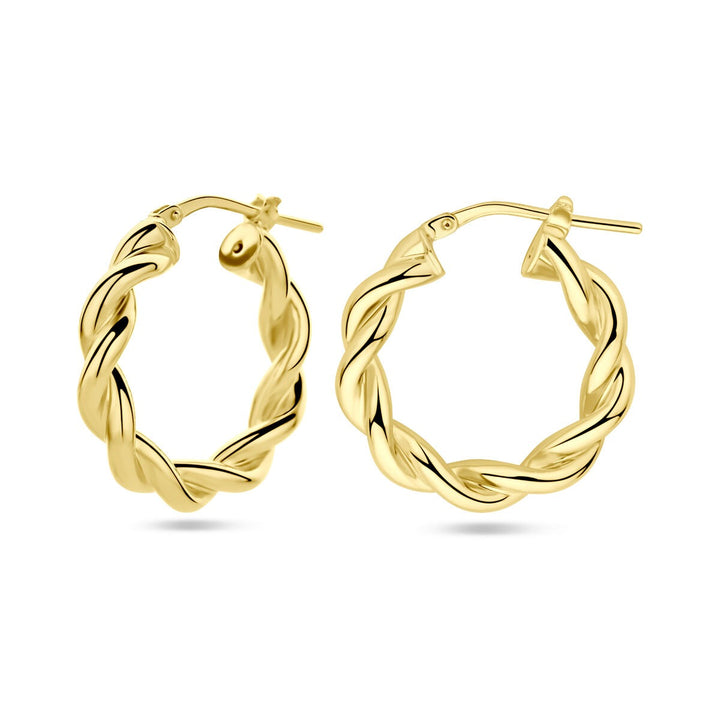 Verguld Zilveren Oorringen – Gedraaid Design – 23x4 mm