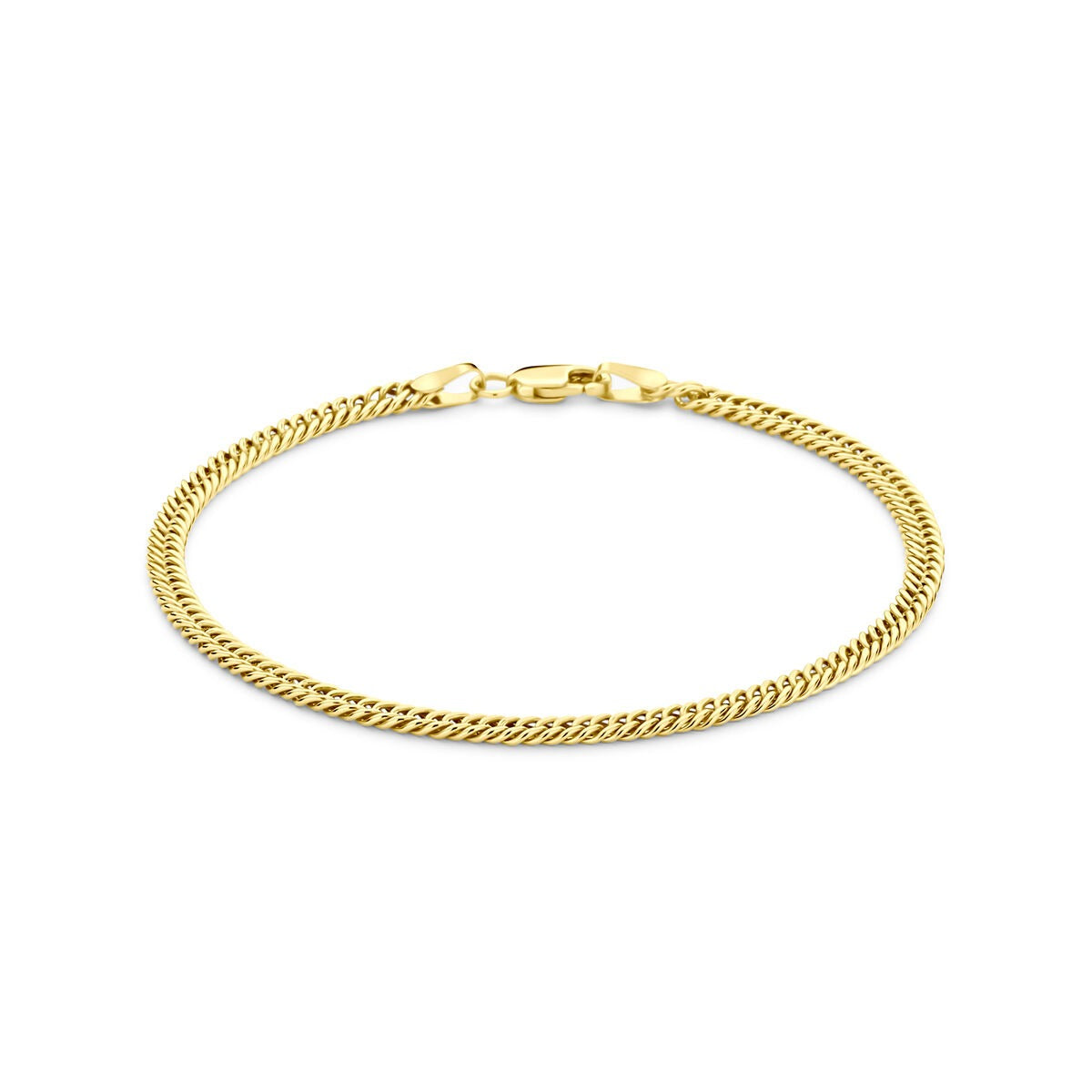 Bracciale in oro giallo 14k con nucleo in argento, con maglia rolò.