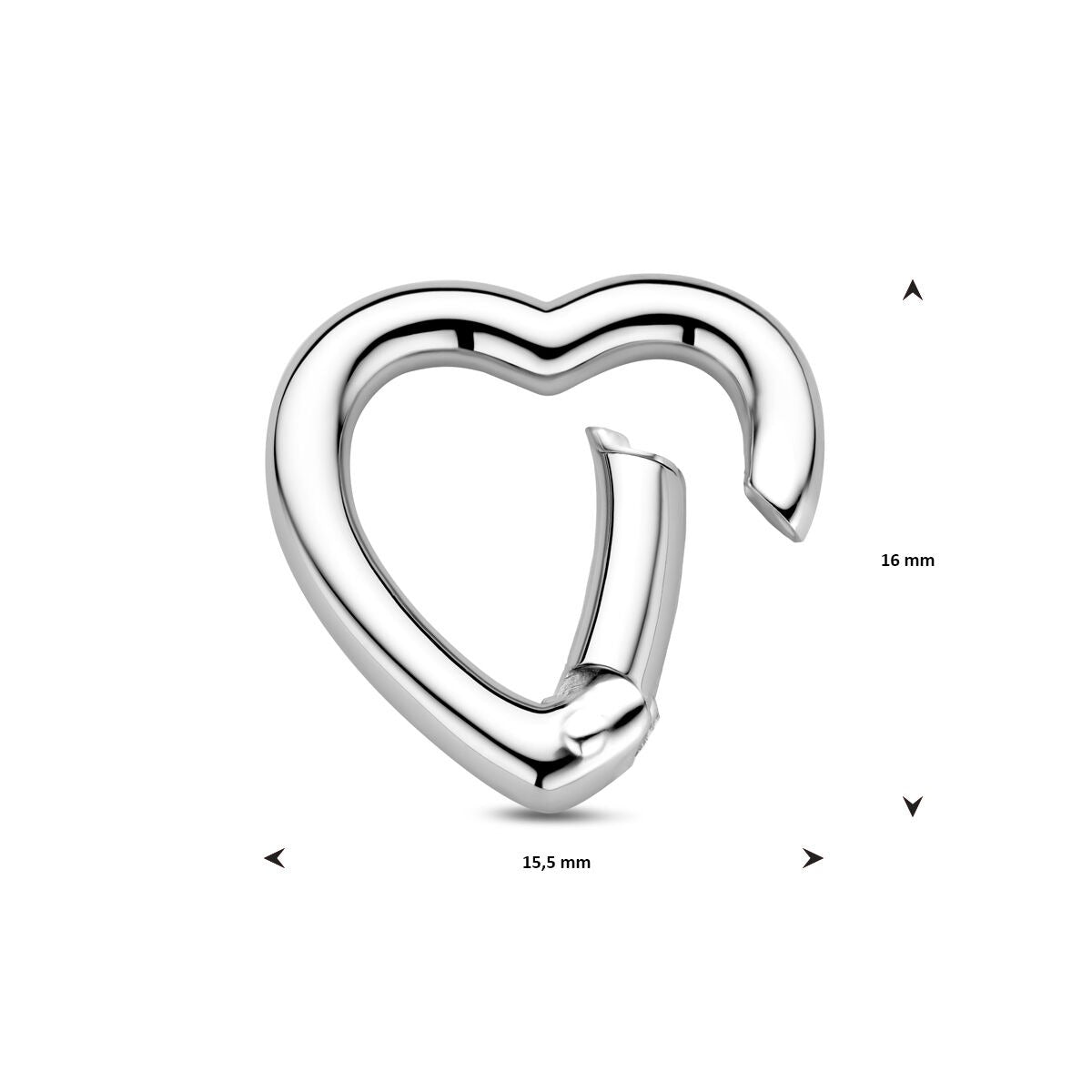 Connettore cuore in argento 925 rodiato