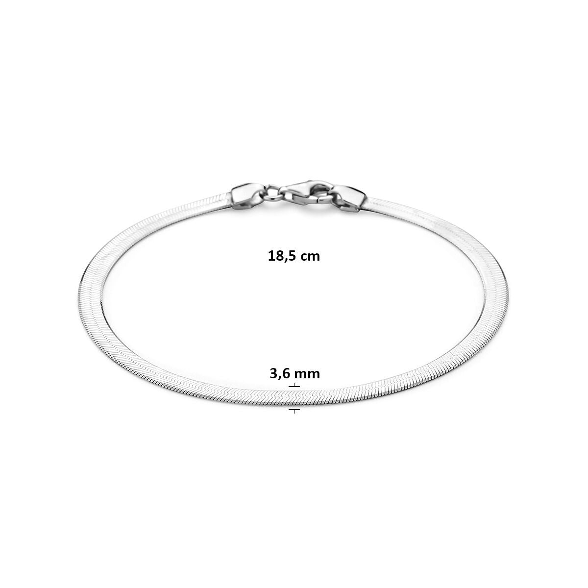 Bracciale da donna in argento 925 rodiato con maglia serpente piatta