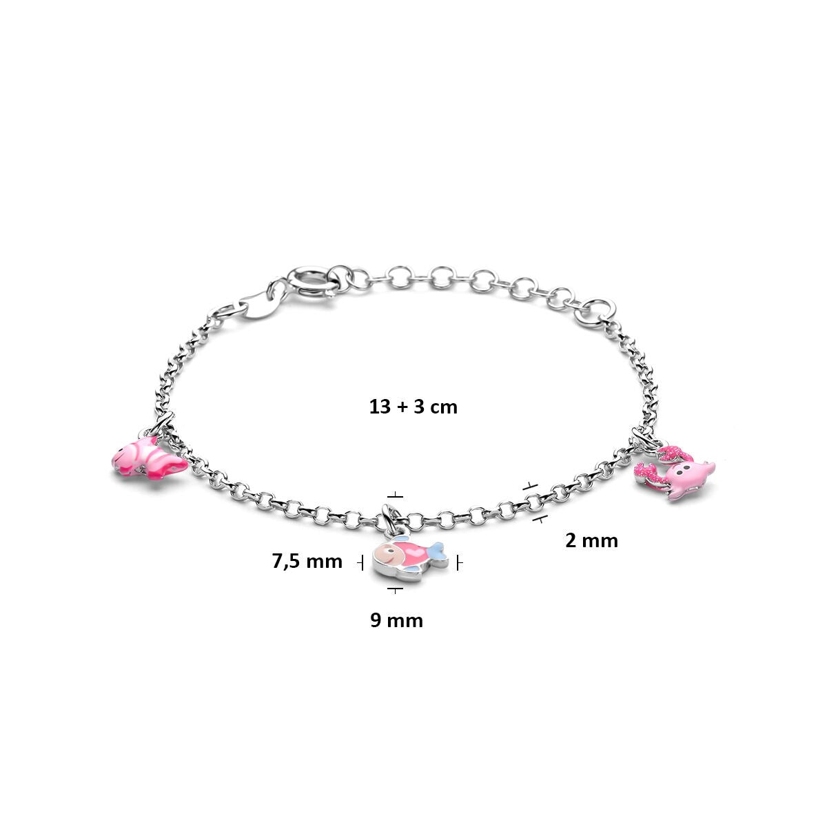 Bracciale per bambini con animali marini in argento – argento rodiato 925