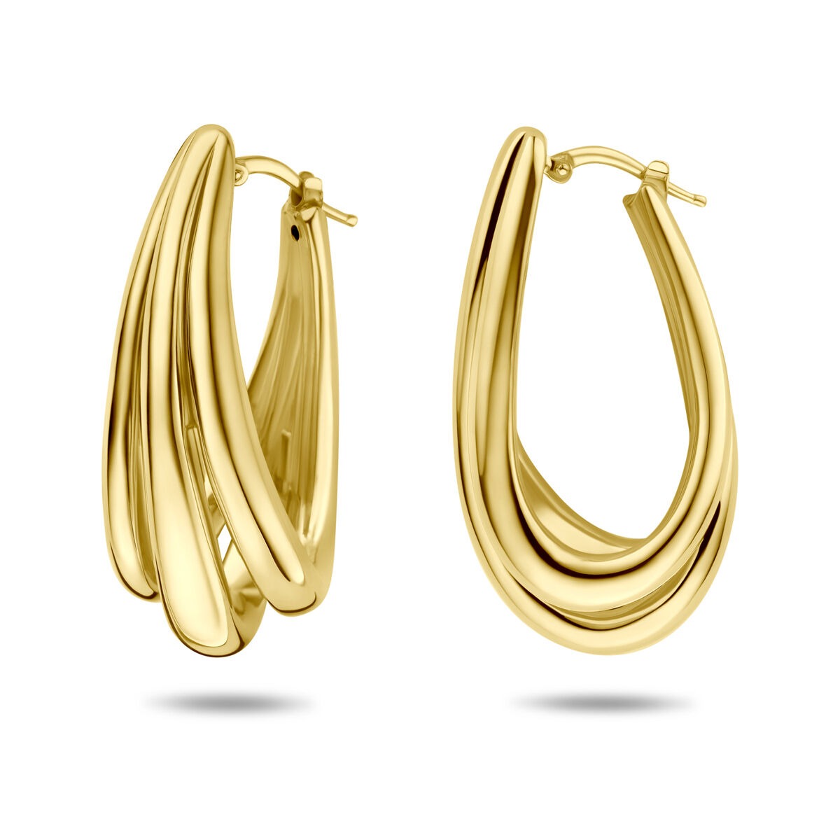 Orecchini a cerchio in argento 925 placcato oro 42 x 16,5 mm da donna