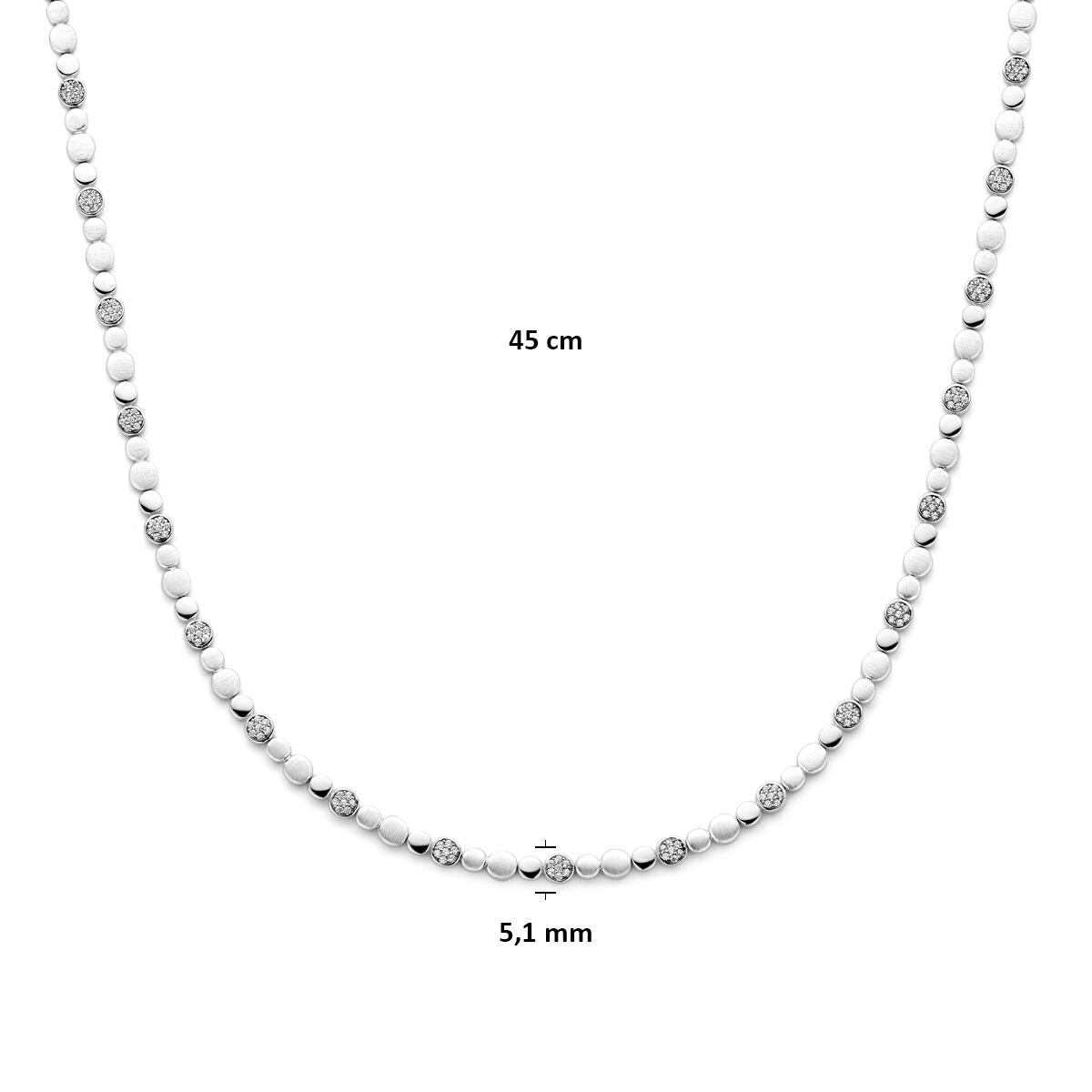 Collana da donna in argento con zirconia – argento 925 rodiato 5,1 mm 45 cm