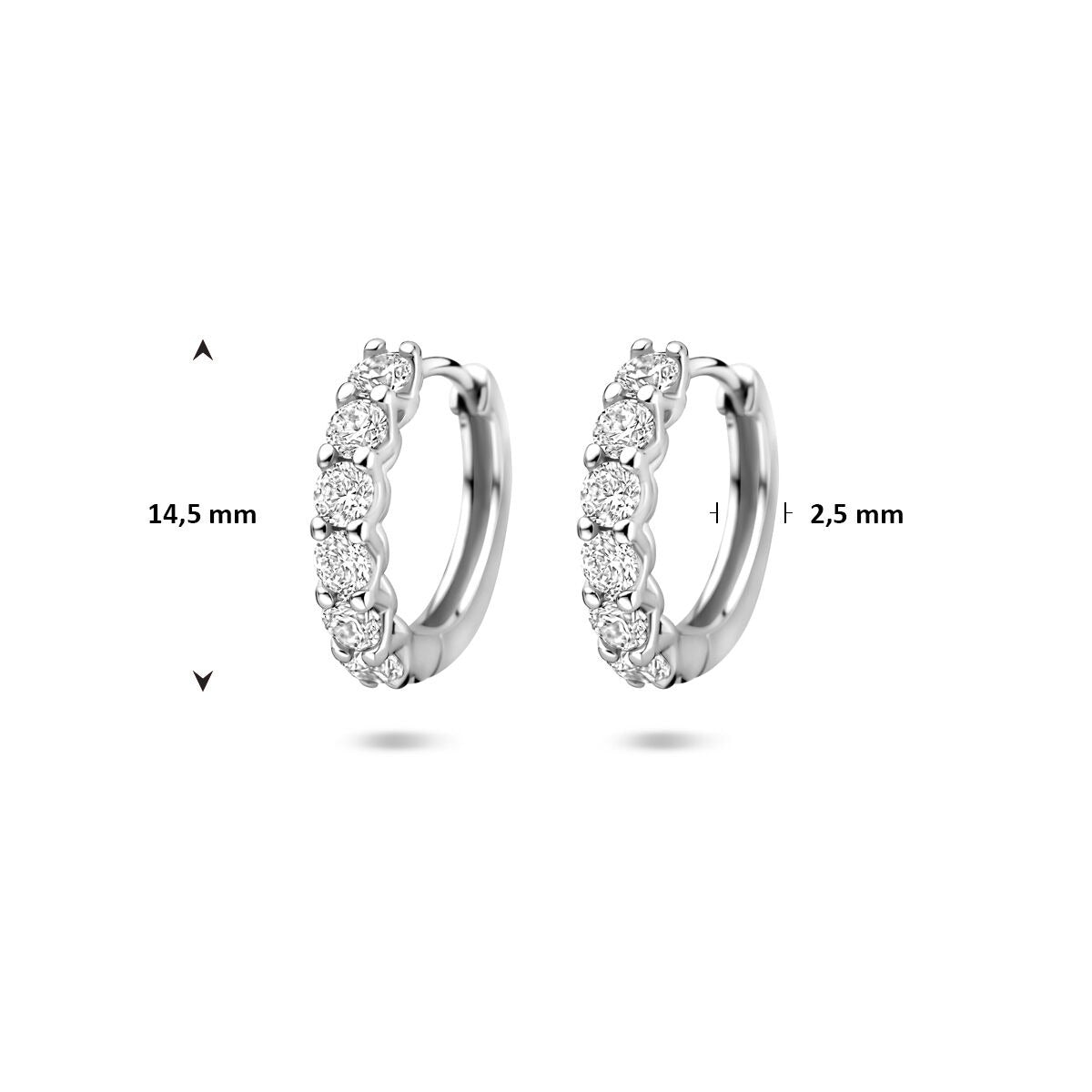 Orecchini a cerchio a scatto in argento con zirconia 14,5 mm
