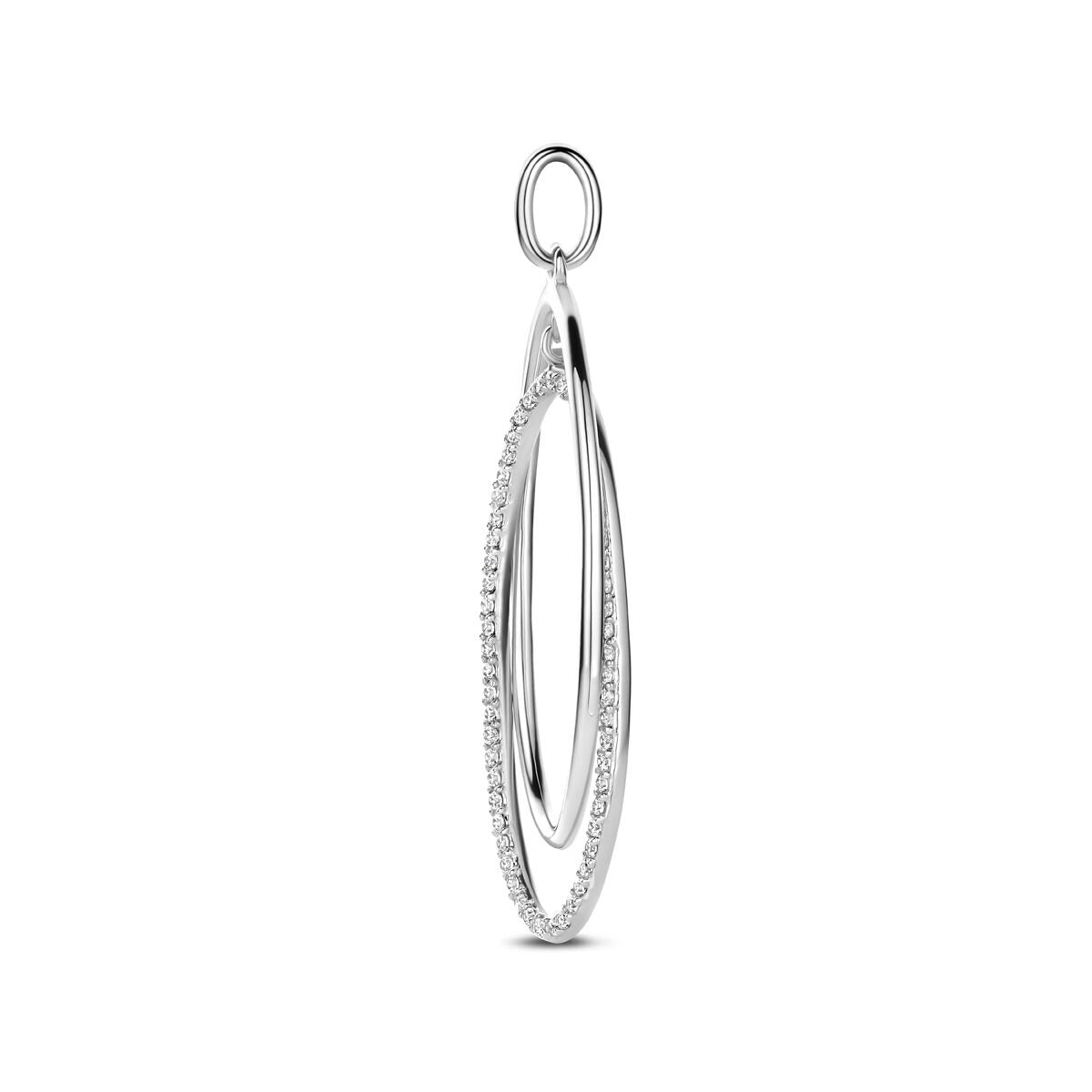 Ciondolo in argento con zirconia – design ovale in stile entourage 50 mm