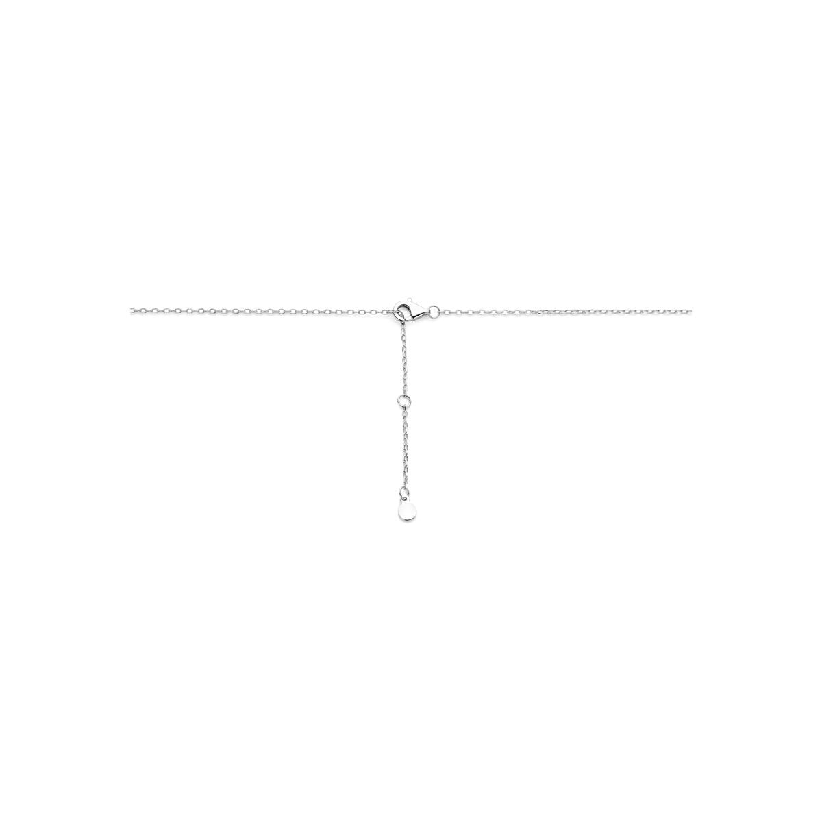 Collana in argento rodiato con ciondolo zircone ovale