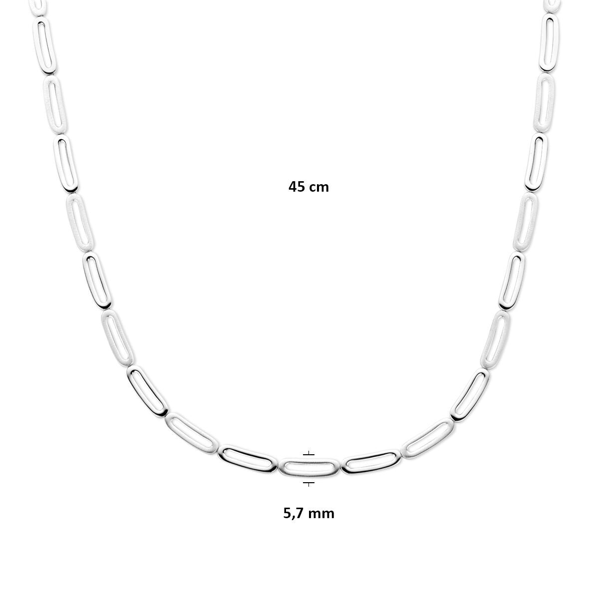 Collana da donna in argento senza ciondolo – argento 925 rodiato 5,7 mm 45 cm